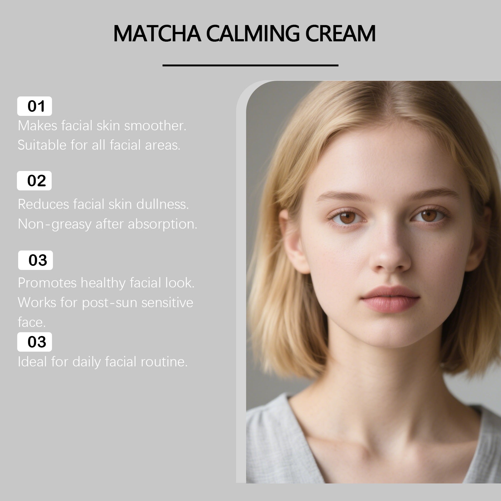 Matcha extract face cream: Nourishes dry skin, smooth texture,