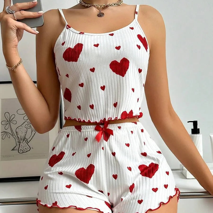 Women's Pajamas Set Sleepwear 2 PCS Short Tank Tops And Shorts S M L