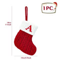 Christmas Socks Knitting Red Snowflake Alphabet Letters Christmas