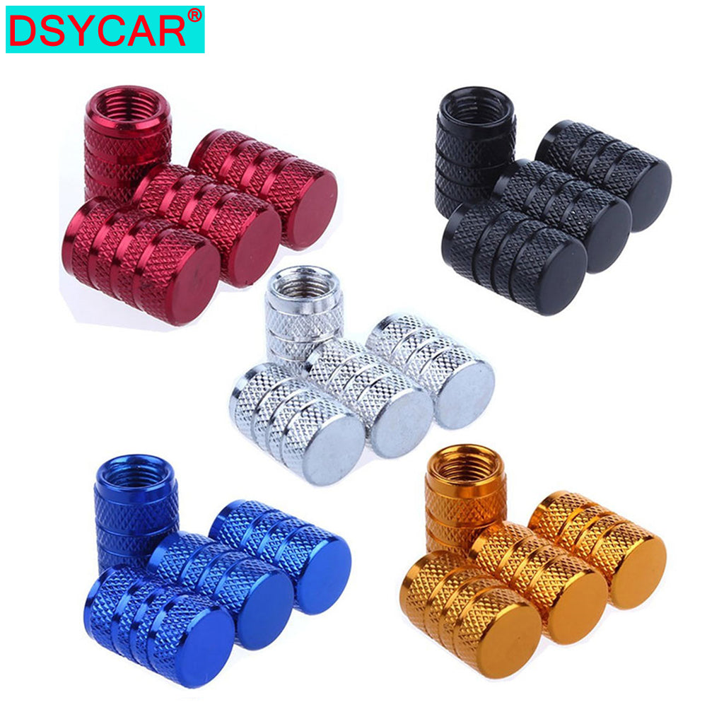 Dsycar 4pcs Silver Car Tire Valve Stems Cap Knurling Style Tire Valve