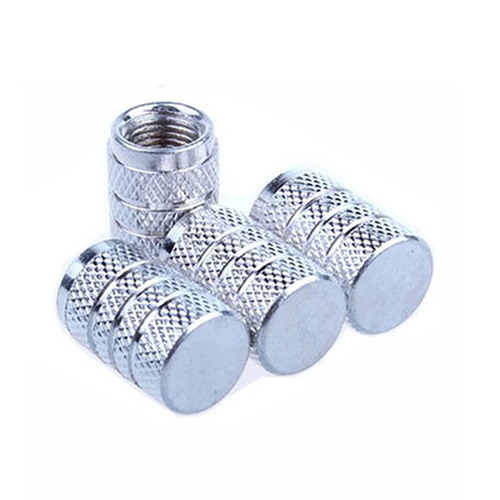 Dsycar 4pcs Silver Car Tire Valve Stems Cap Knurling Style Tire Valve
