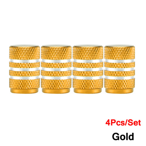 Dsycar 4pcs Silver Car Tire Valve Stems Cap Knurling Style Tire Valve