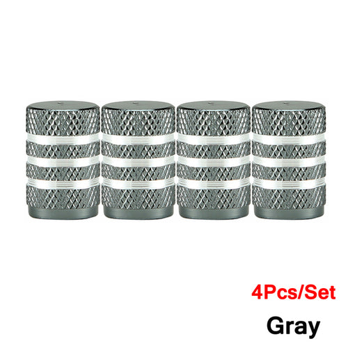 Dsycar 4pcs Silver Car Tire Valve Stems Cap Knurling Style Tire Valve