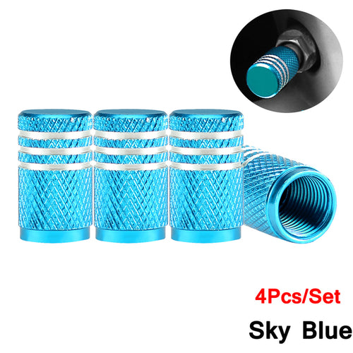 Dsycar 4pcs Silver Car Tire Valve Stems Cap Knurling Style Tire Valve