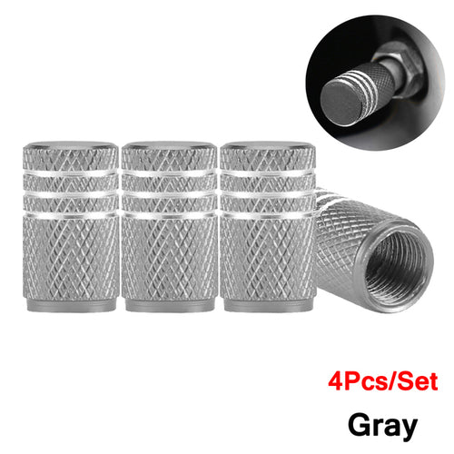 Dsycar 4pcs Silver Car Tire Valve Stems Cap Knurling Style Tire Valve
