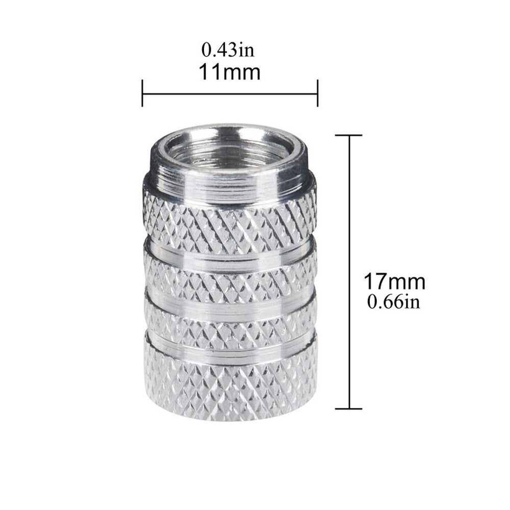 Dsycar 4pcs Silver Car Tire Valve Stems Cap Knurling Style Tire Valve