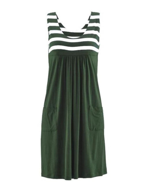 Fashion Striped Dress Summer Dress Loose Simple Sleeveless Dress