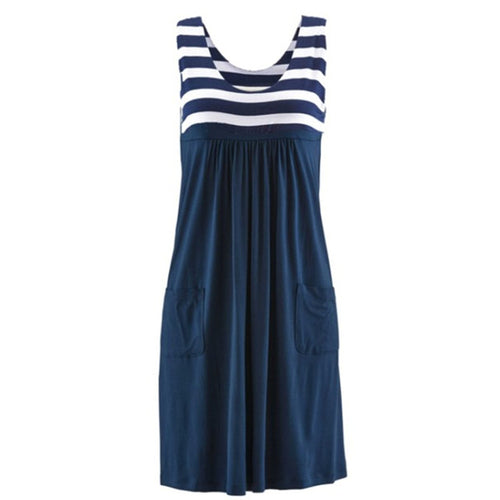 Fashion Striped Dress Summer Dress Loose Simple Sleeveless Dress