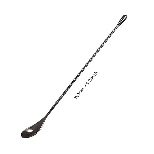 Cocktail Spoon Bar Stirring Spoon Long Handle Stainless Steel Spiral