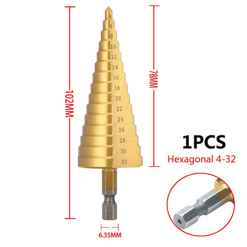 4-32 mm 4-20 mm HSS Titanium Coated Step Drill Bit High Speed Steel