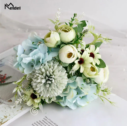 Meldel Artificial Peony Flowers Silk Bouquet for Wedding Decoration