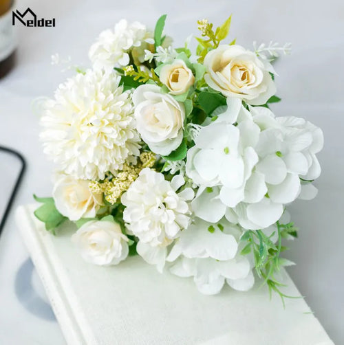 Meldel Artificial Peony Flowers Silk Bouquet for Wedding Decoration