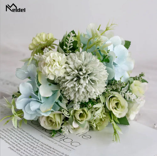Meldel Artificial Peony Flowers Silk Bouquet for Wedding Decoration