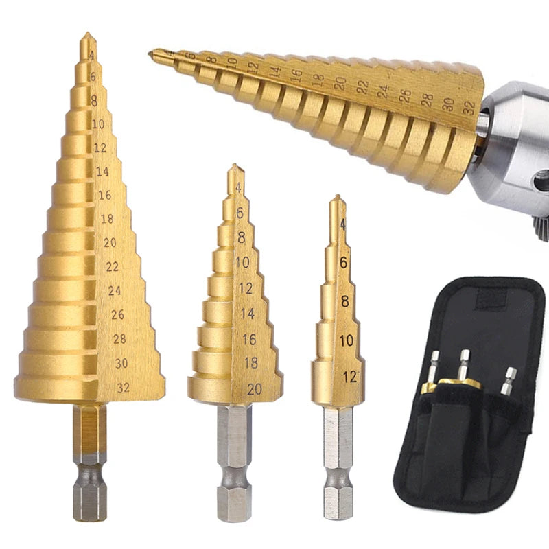 4-32 mm 4-20 mm HSS Titanium Coated Step Drill Bit High Speed Steel