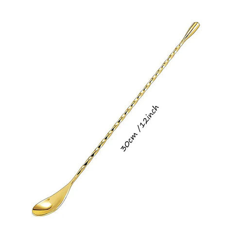 Cocktail Spoon Bar Stirring Spoon Long Handle Stainless Steel Spiral