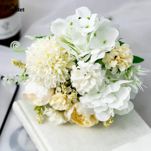 Meldel Artificial Peony Flowers Silk Bouquet for Wedding Decoration