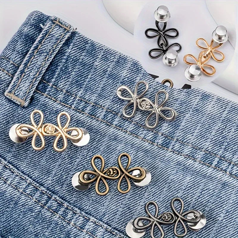 2PCS Lucky Four-Leaf Clover Alloy Waist Clips - No-Sew Adjustable