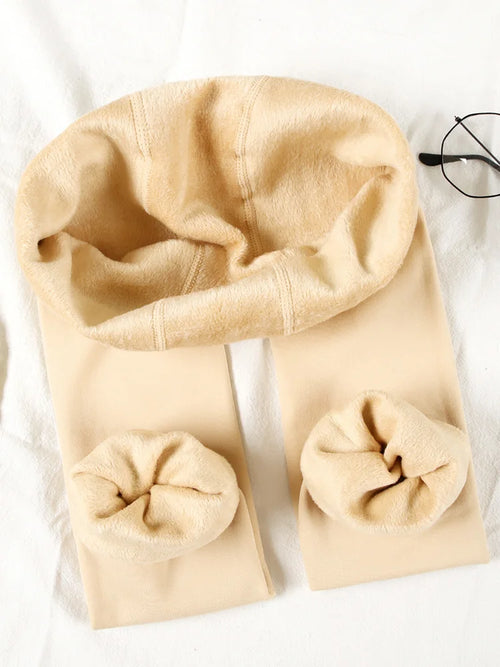 Women Winter Leggings Warm Leggins High Waist Solid Color Velvet Women