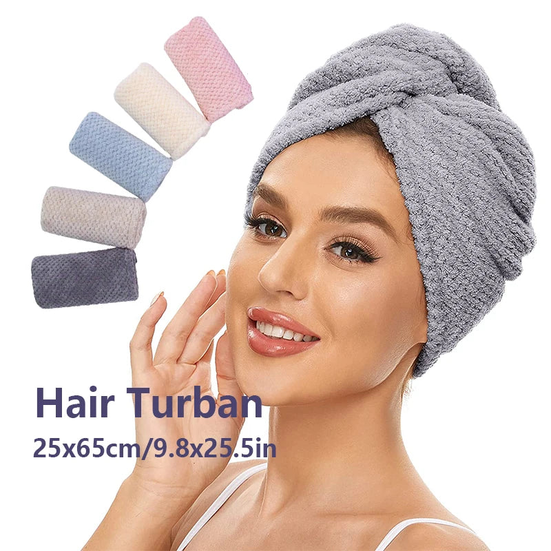 Solid Color Hair Towel Textured Dry Hair Cap 9.8 "X 25.5" Absorbent