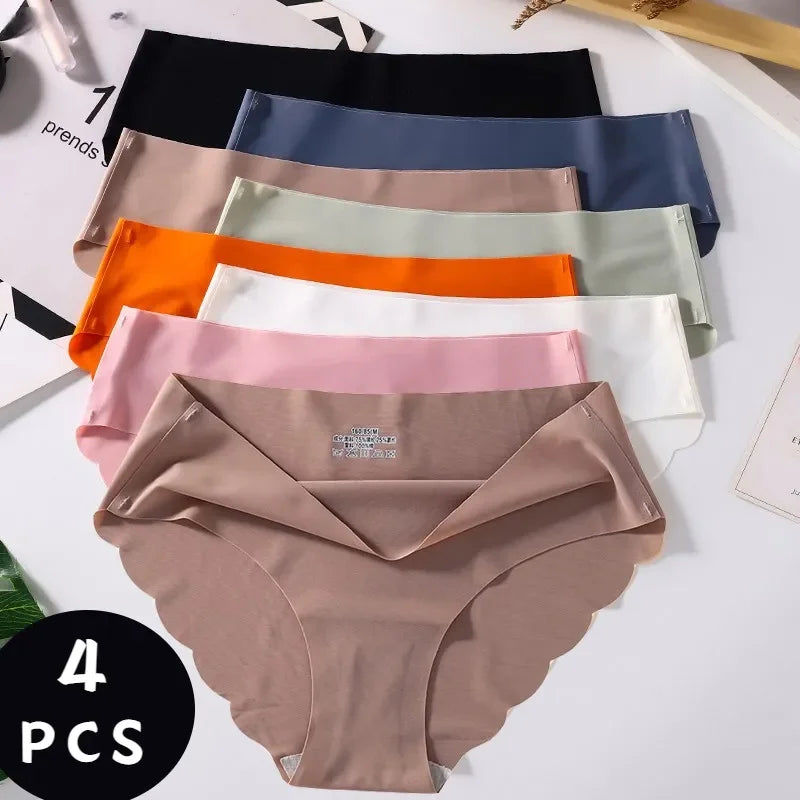 4 PCS/Lot Seamless Panties for Women Plain Panties Slip Silk Female