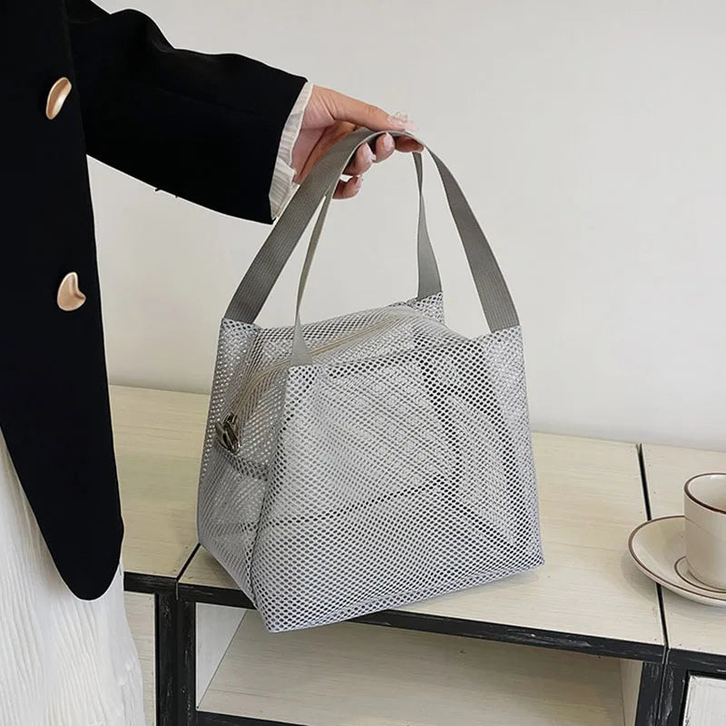 New Large Capacity Mesh Bag with handle Travel Toiltery Makeup Bag