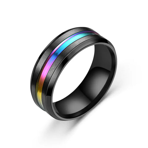 Fashion 8mm Men's Black Tungsten Wedding Band Rings Black Groove