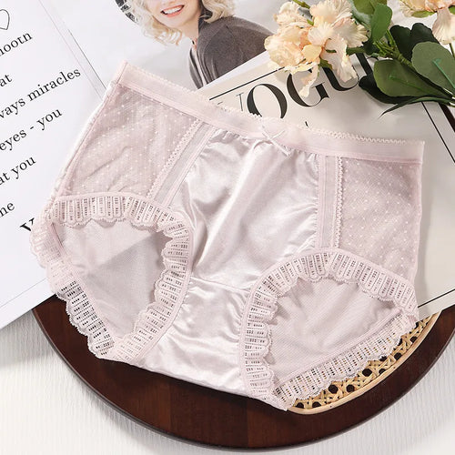 Mid Waist Sexy Lace Women's Panties Comfortable Thin Underwear Briefs