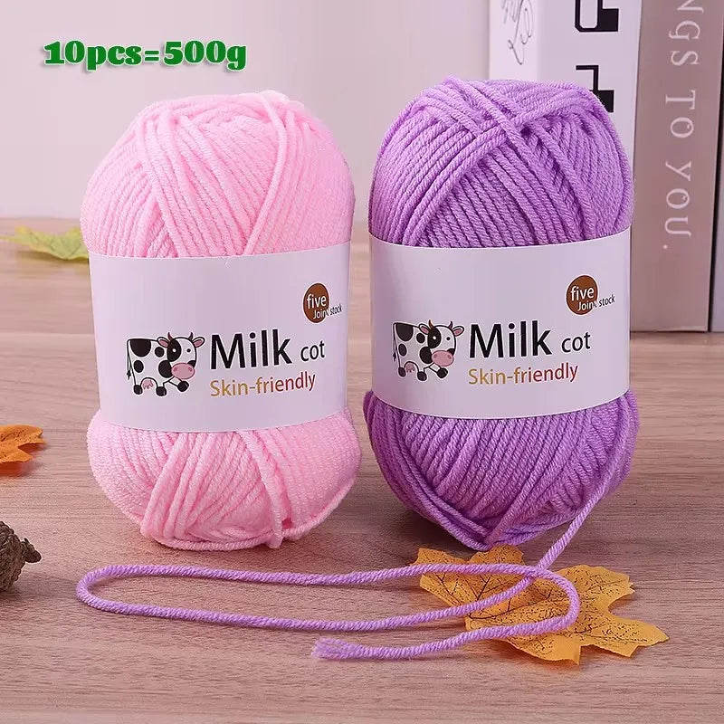 5-Strand Milk Yarn Handmade Medium Thick DIY Woven Doll Sweater Flower