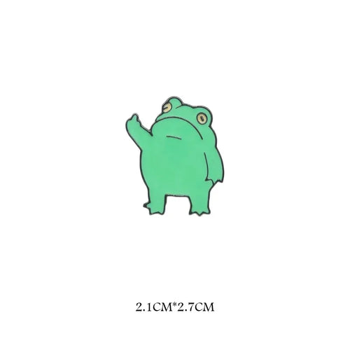 Cute Funny Vertical Middle Finger Frog Alloy Brooch Creative Cartoon