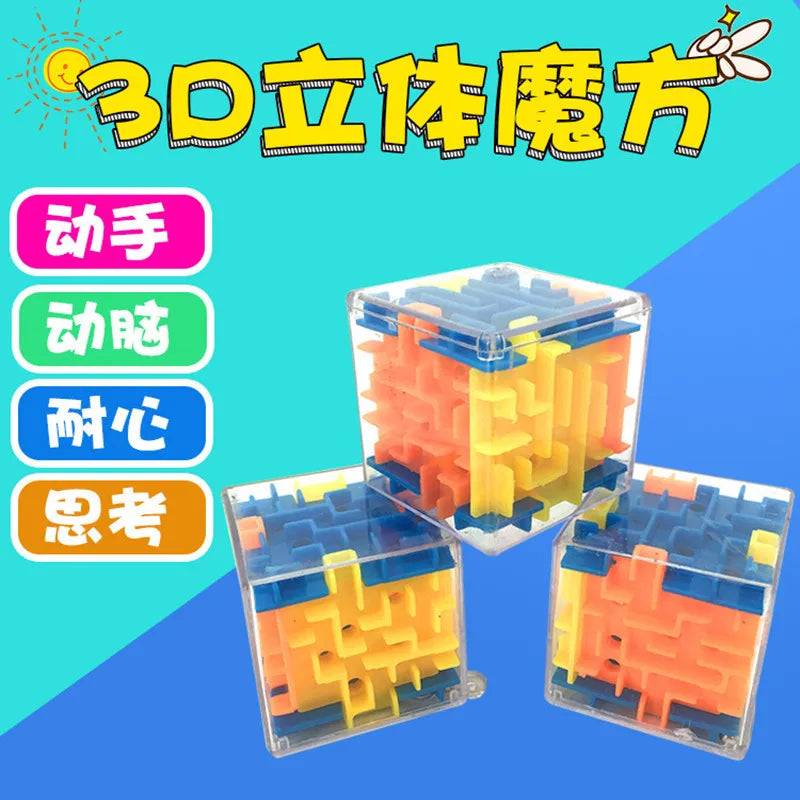 Mini 3D Maze Magic Cube Six-sided Transparent Puzzle Speed Cube
