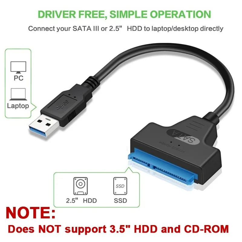 USB 3.0 TO SATA 2.5 Inch SSD HDD Hard Drive Adapter For Laptop Desktop