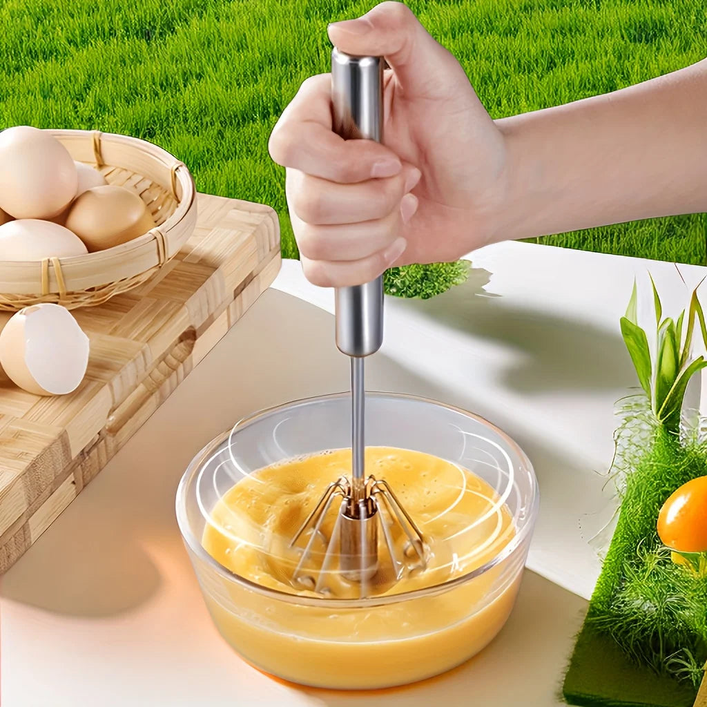 Stainless Steel Egg Beater Durable Semi-Automatic Mixer for Effortless