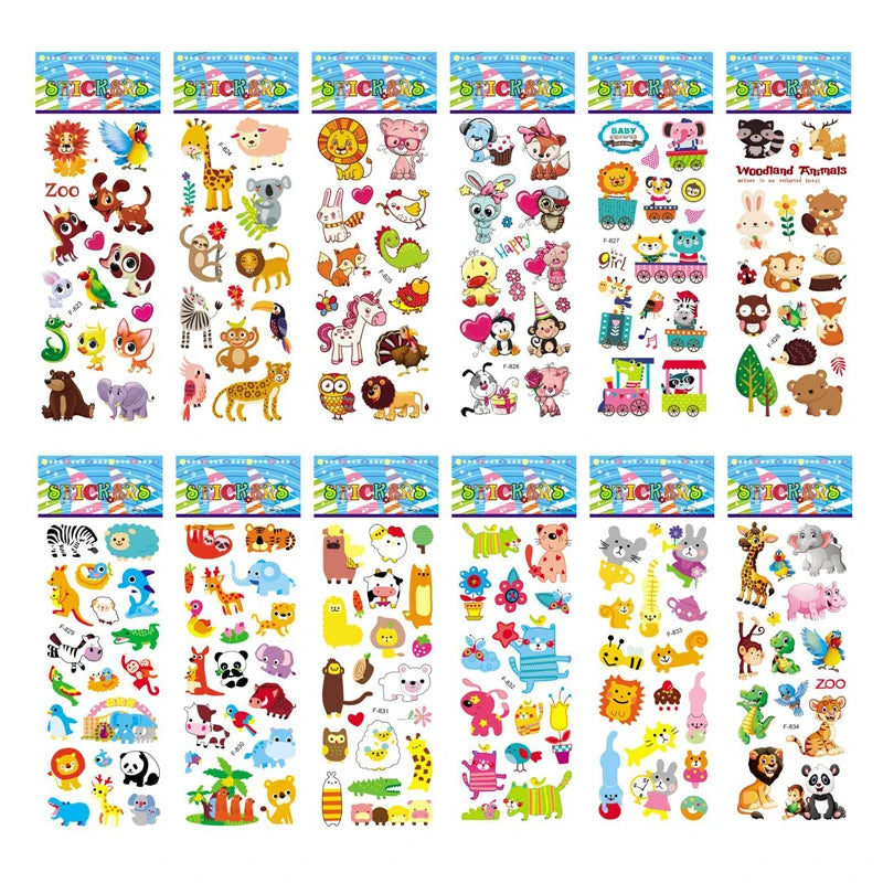 5 Sheets Kids Stickers Puffy Stickers for Children Birthday Christmas
