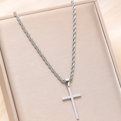 New Stainless Steel Cross Pendant Necklace for Men Women Minimalist