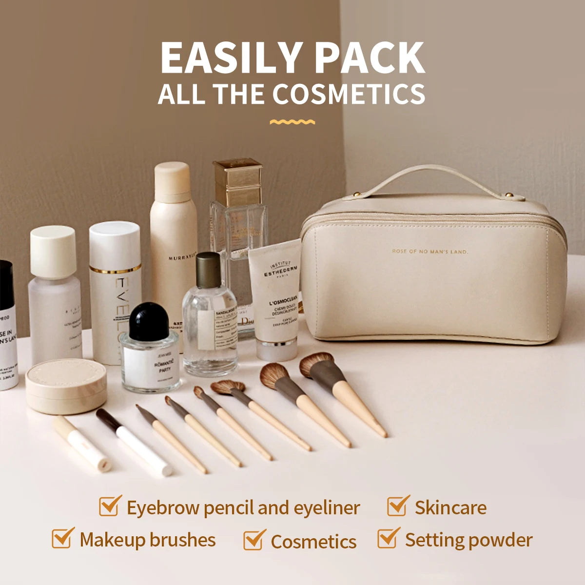 1pc Makeup Organizer Female Toiletry  Bag Make Up Case Storage Pouch