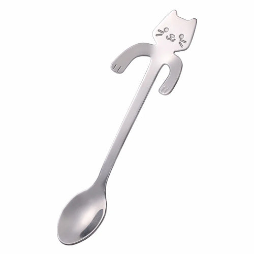 Stainless Steel Coffee Spoon Lovely Cute Cat Shape Teaspoon Dessert
