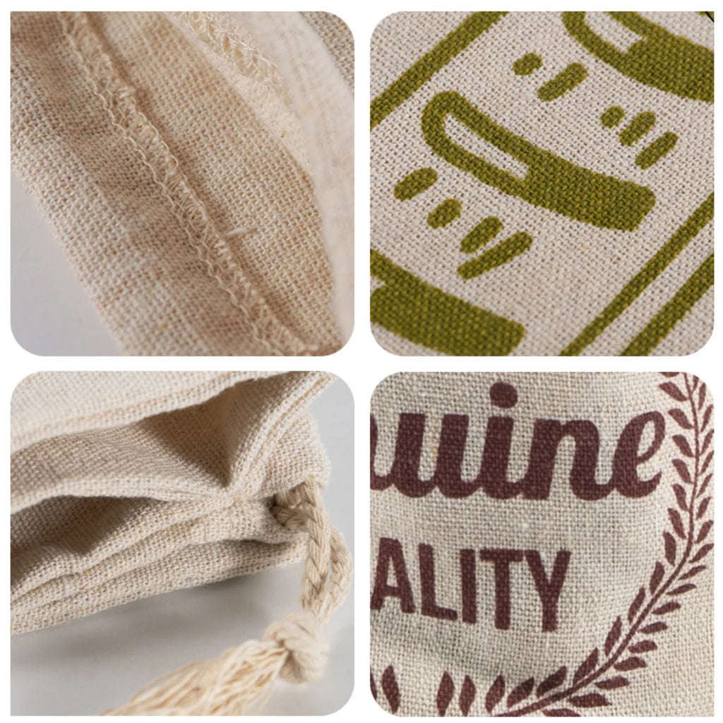 3 style Linen Bread Bags Reusable Drawstring Bag For Loaf Homemade