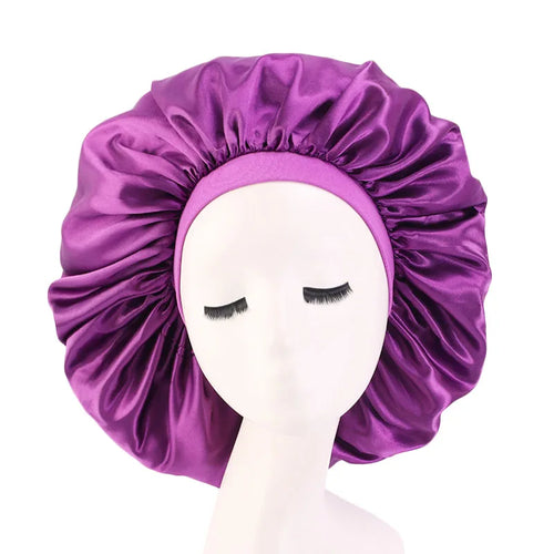 New Women Oversized Silky Hair Soft Elegant Bonnet Solid Color Satin