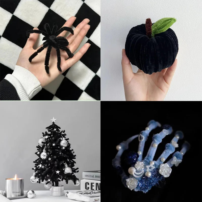 100pcs Colorful Chenille Stems Pipe Cleaners Plush Tinsel Stem Wired