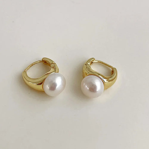 ZAKOL French Imitation Pearl Hoop Earring Small Round Circel Earrings