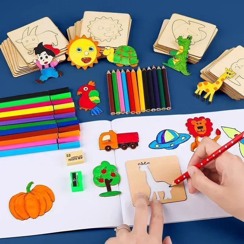 Skeleton Painting Stencil Drawing Tools Set Girls Gift Toddler Doodle