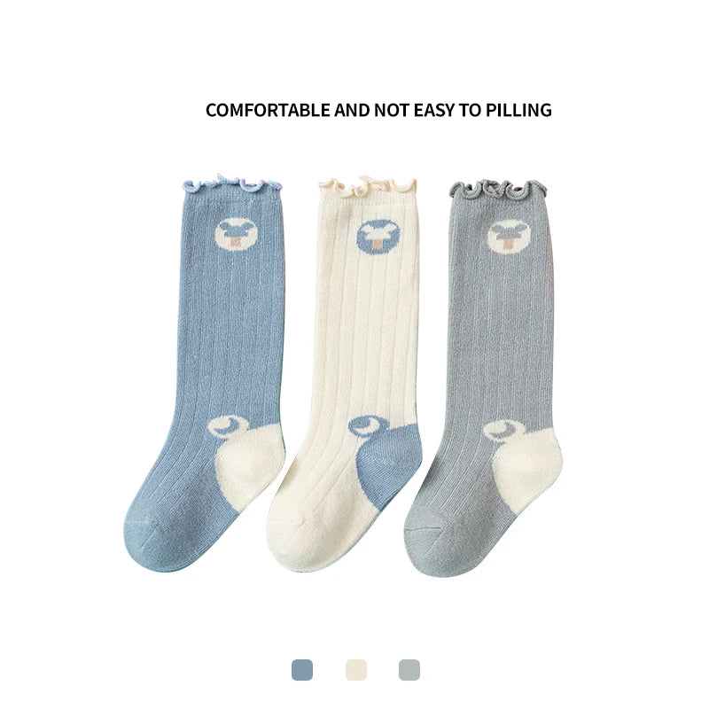 3 Pairs Baby Kids Girls Boys Knee High Socks Comfortable Soft Cute