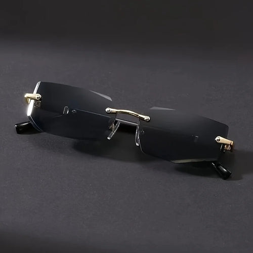 1pc Rimless Sunglasses Rectangle Women Men Shades Small Square Sun