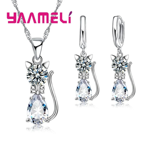 Real 925 Sterling Silver Color Jewelry Sets for Woman Girls Shining