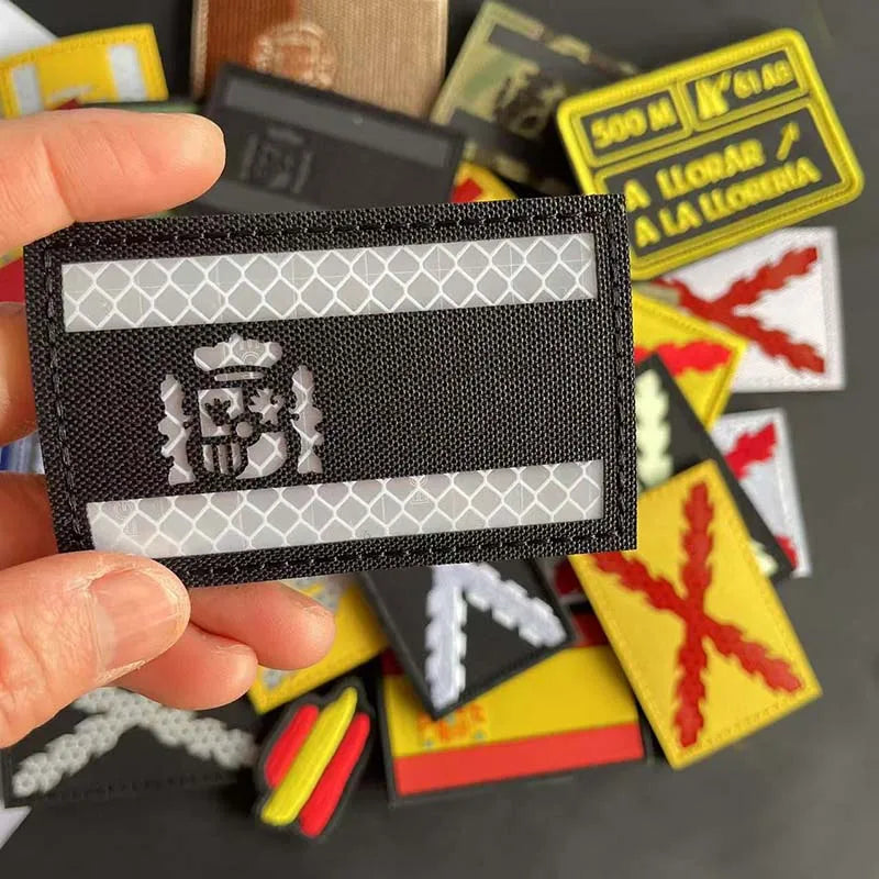 Infrared Reflective Patch Spanish Flag,Burgundy Cross Emblem Applique