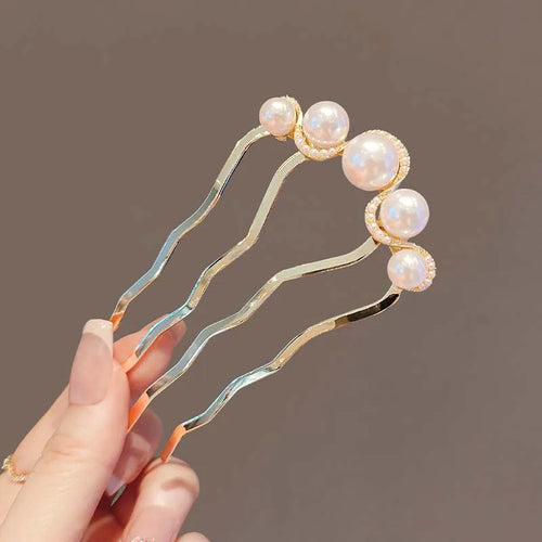 Korean U Shaped Pearl Hairpins Hair Clips for Women Elegant Style