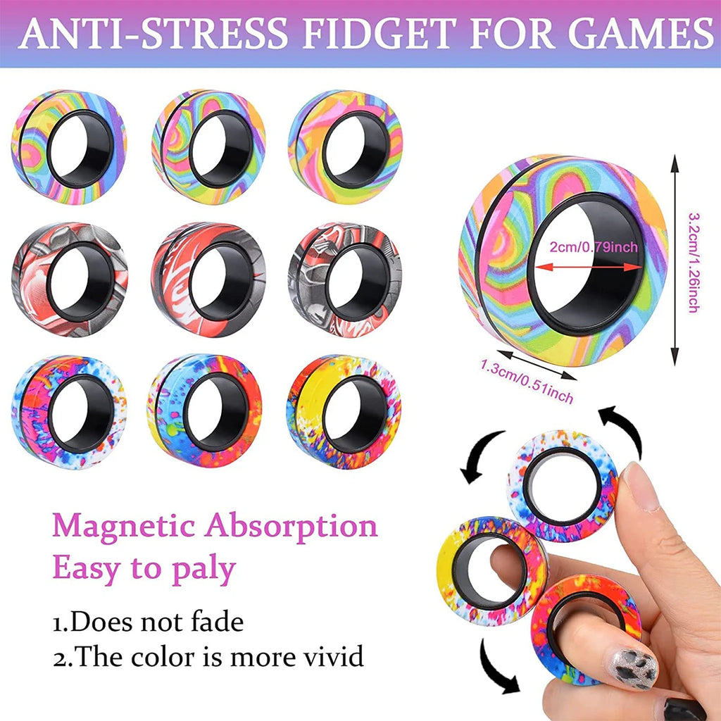 3Pcs Magnetic Rings Fidget Toy Set Adult Fidget Magnets Spinner Rings