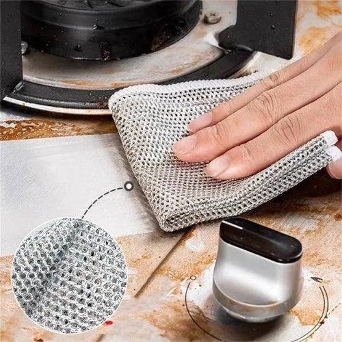 20/5pcs Thickened Steel Wire Cleaning Cloth Non-Scratch Double-layer
