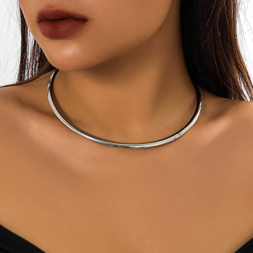 Elegant Simple Chunky Circle Torques Necklace for Women Trendy Choker
