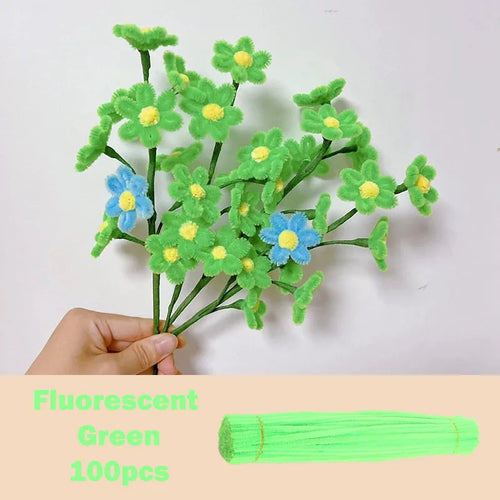 100pcs Colorful Chenille Stems Pipe Cleaners Plush Tinsel Stem Wired